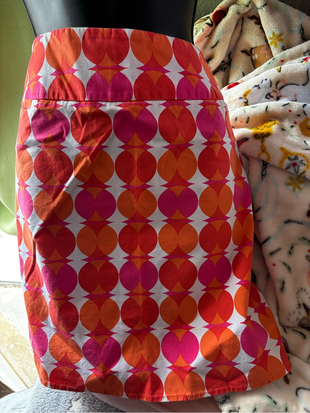 New York & Company Vintage Pink and Orange Geo Mini Skirt